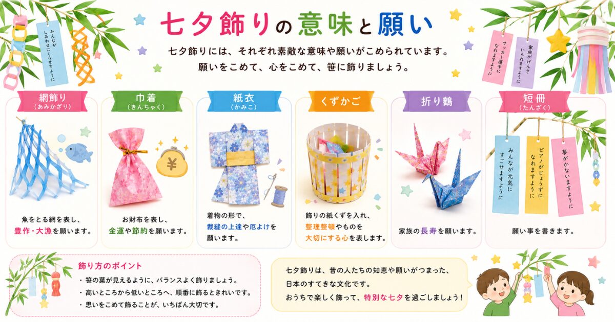 七夕 吹き流し 吹き流し以外の七夕飾りの種類と意味