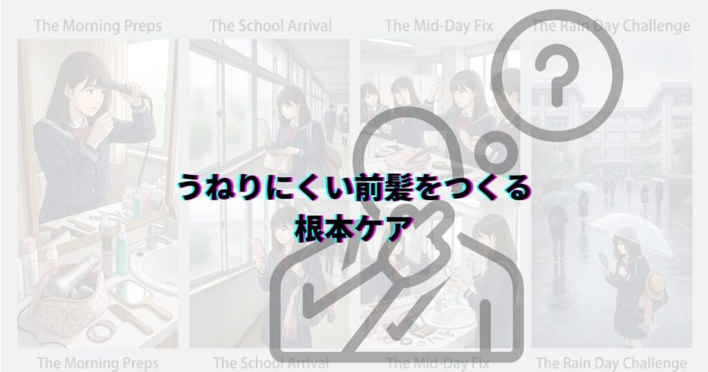 前髪 うねり 直し方 学校 道具なし 道具あり 外