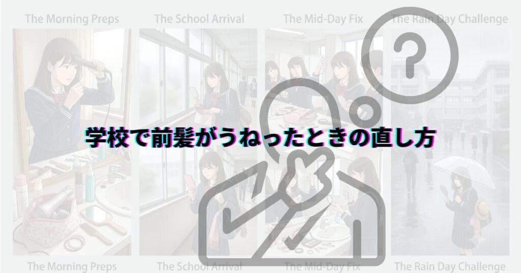 前髪 うねり 直し方 学校 道具なし 道具あり 外