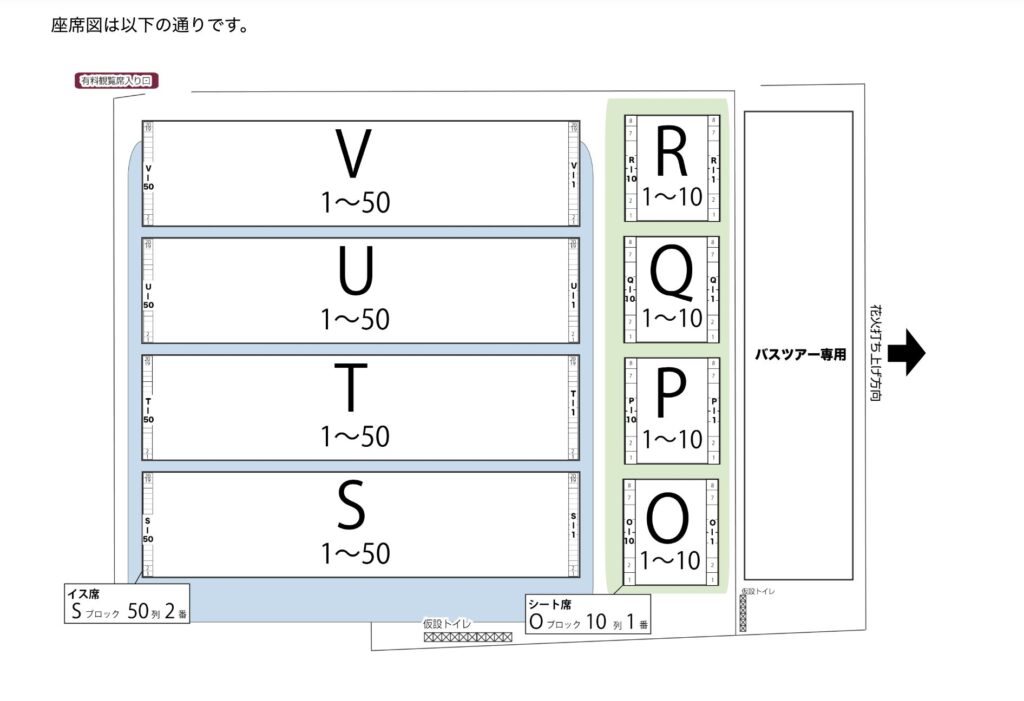 鴻巣花火大会 糠田第2会場 有料観覧席(イス席シングル・ブルーシート升席)