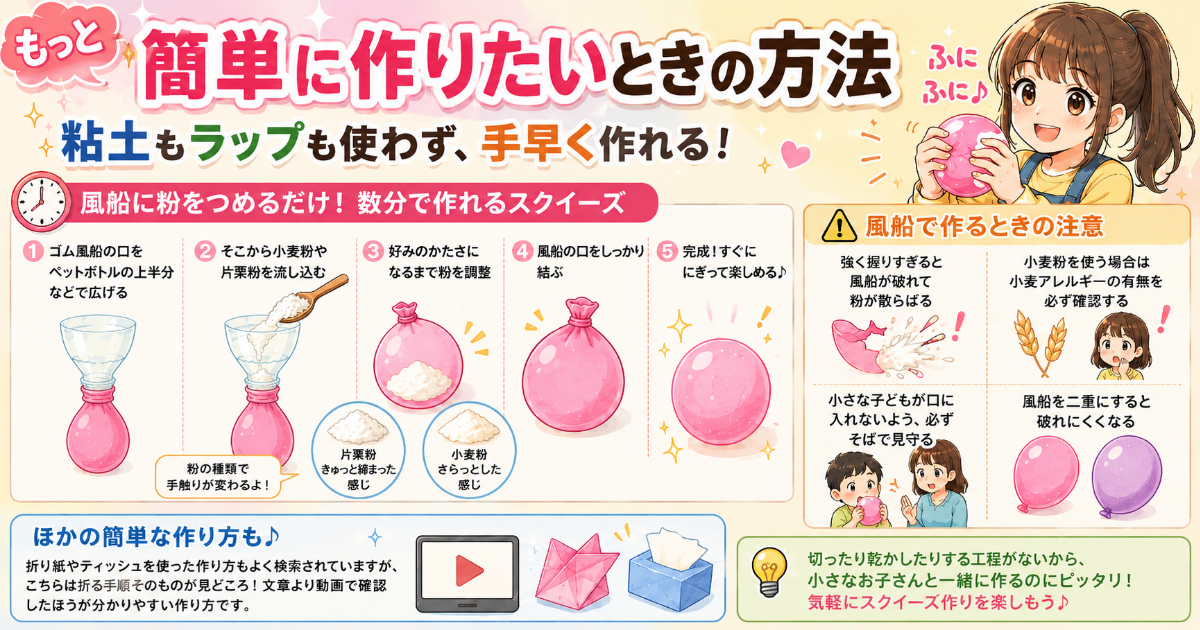 スクイーズを家にあるもので作る方法 スポンジ 粘土 材料がないときの代用