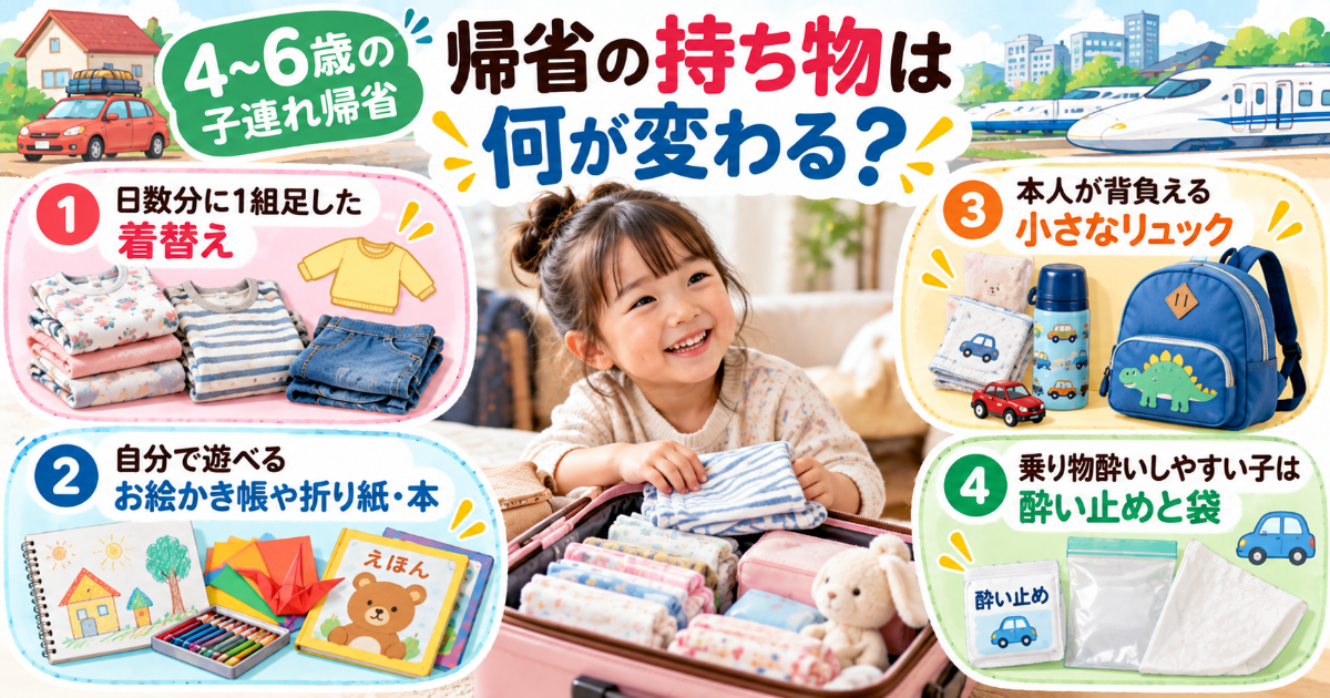 帰省 持ち物 子連れ 子連れ帰省 持ち物リスト, 赤ちゃん 帰省 持ち物, 小学生 帰省 持ち物